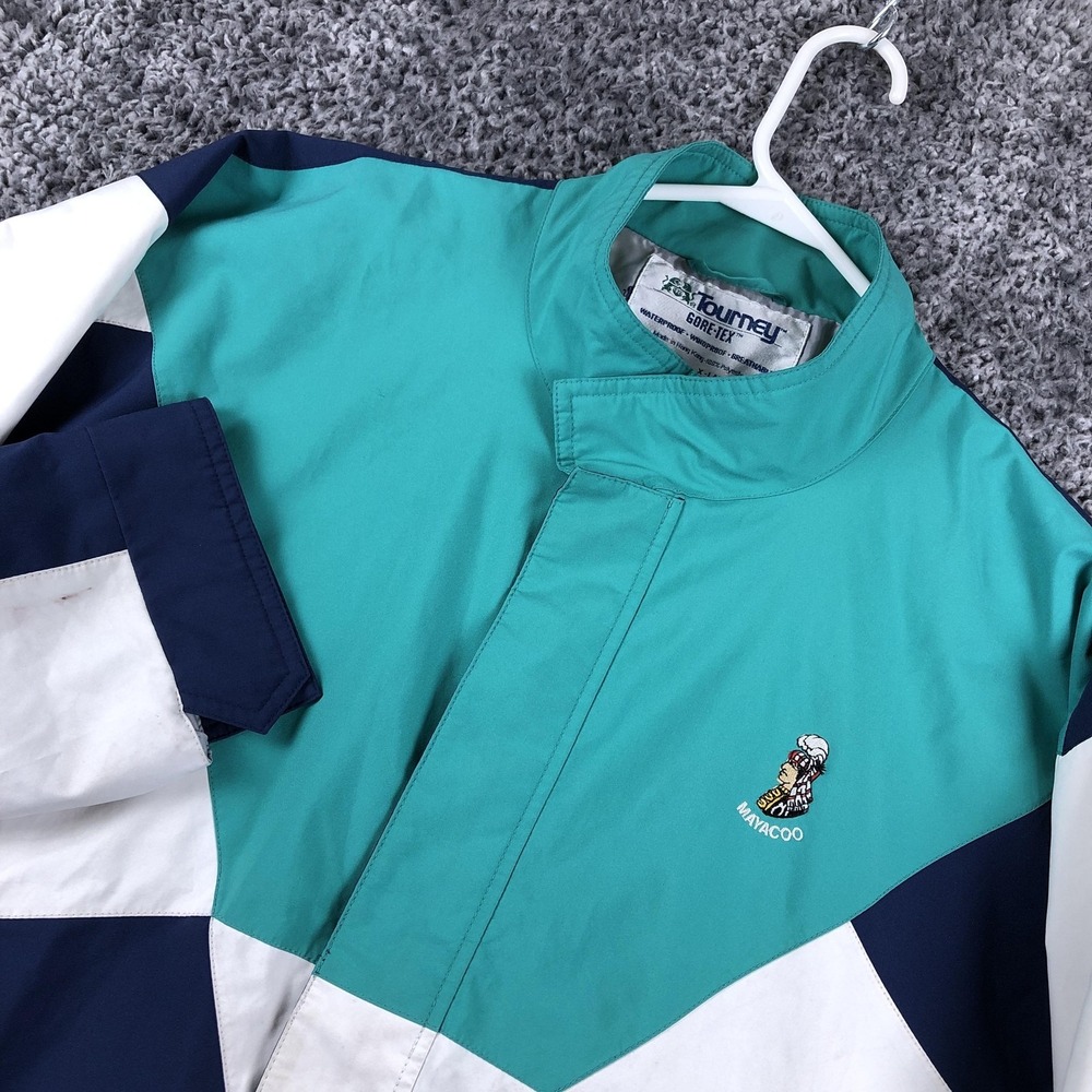 Vintage Tourney Jacket Mens XL Blue Gore-Tex Mayacoo Golf Colorblock 90s